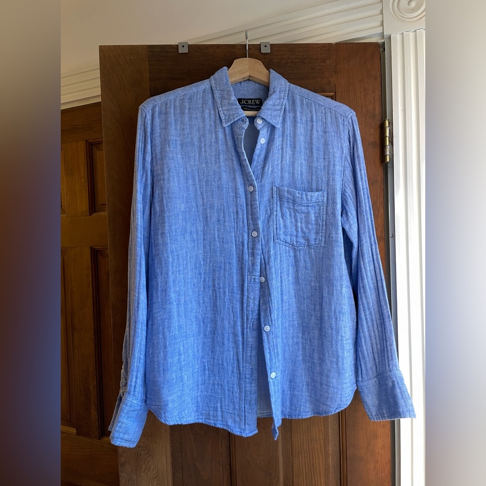 J.Crew Light Blue Double-Gauze Button-Up